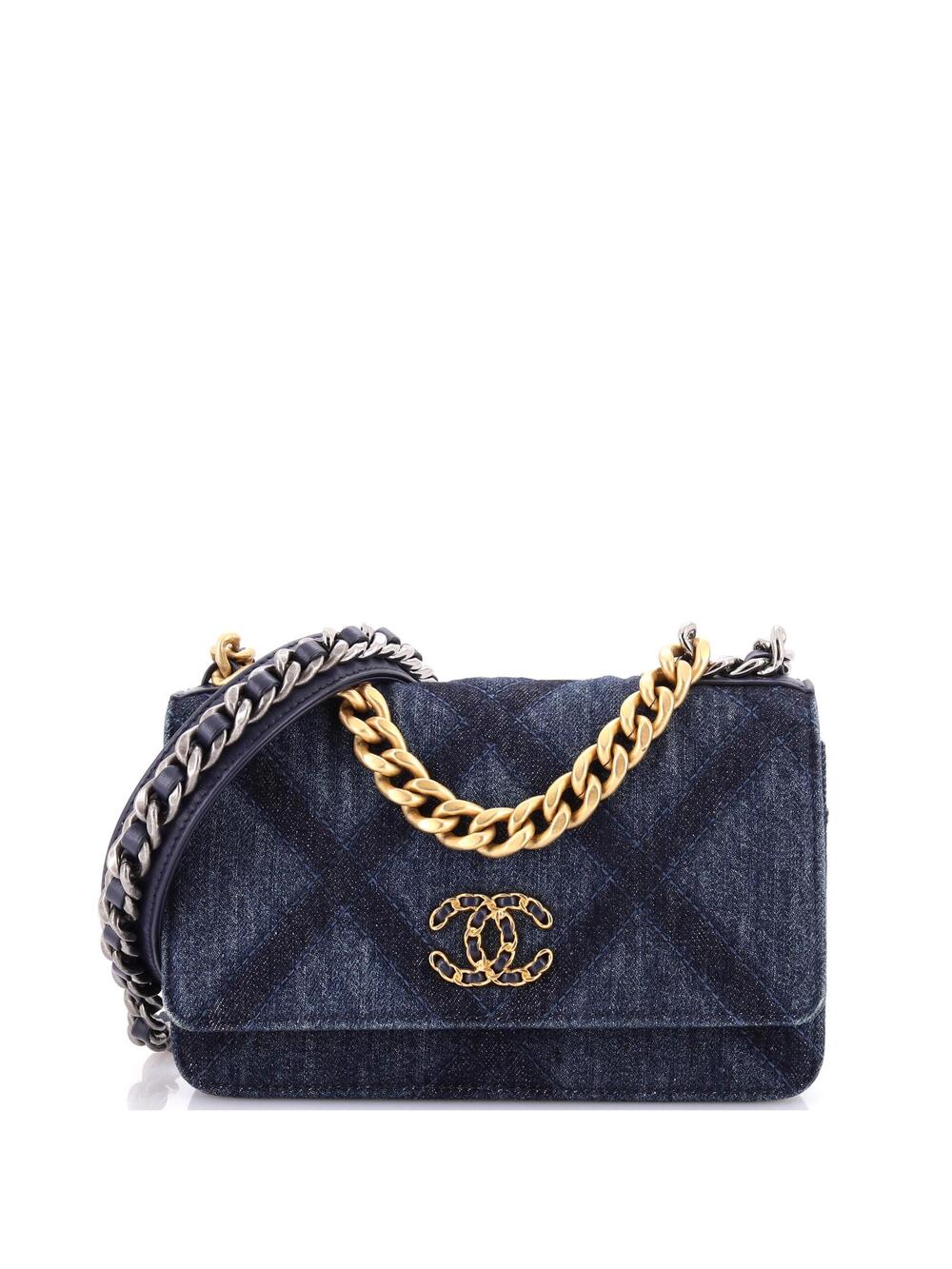 Chanel 19 Wallet On Chain Quilted Denim #371006C41B